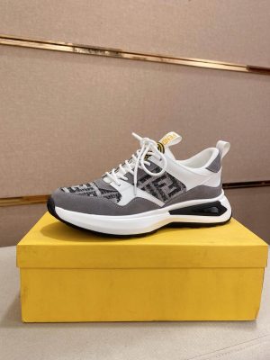 Fendi Run Sneaker in White and Grey