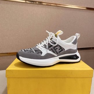 Fendi Run Sneaker in White and Grey
