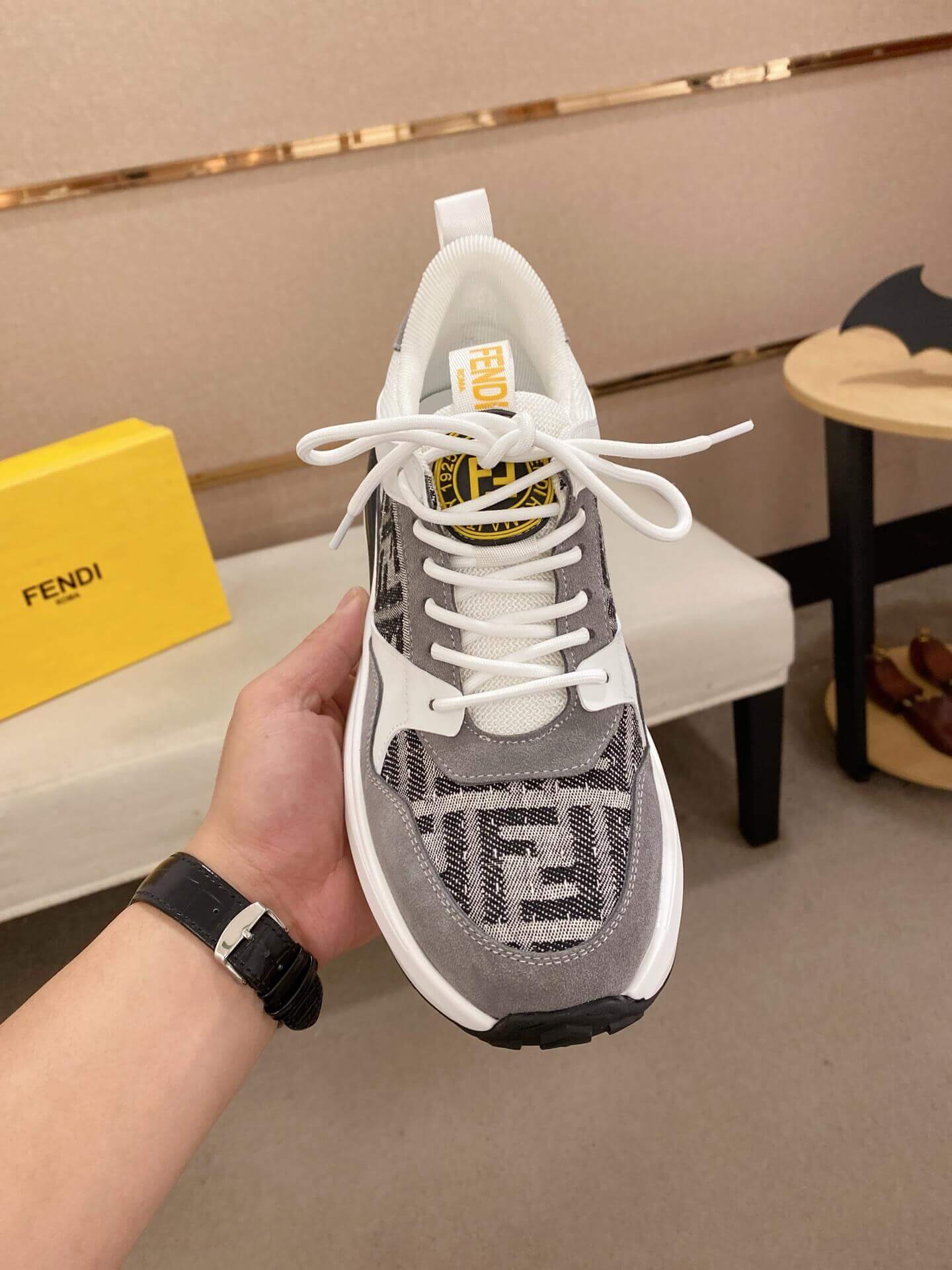 Fendi Run Sneaker in White and Grey 4 Fendi Run Sneaker in White and Grey - Image 4