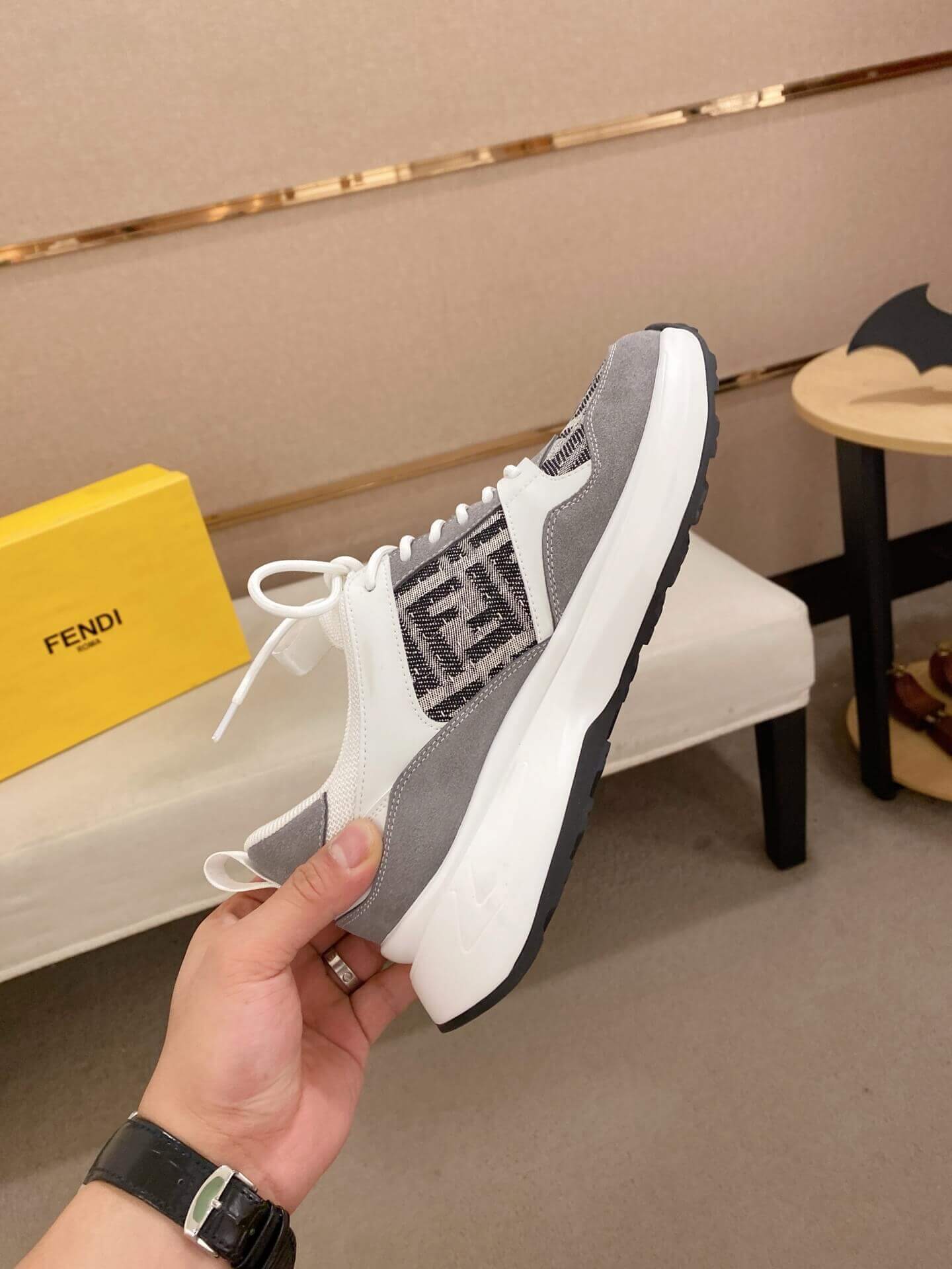 Fendi Run Sneaker in White and Grey 5 Fendi Run Sneaker in White and Grey - Image 5