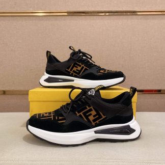 Fendi Brown FF Jacquard Run Sneakers