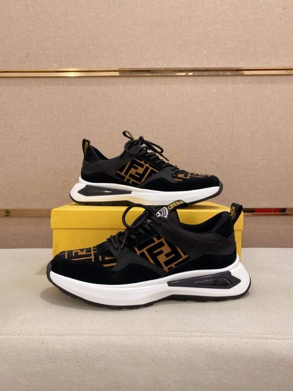 Fendi Brown FF Jacquard Run Sneakers