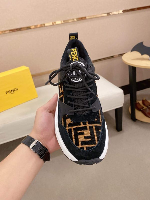 Fendi Brown FF Jacquard Run Sneakers