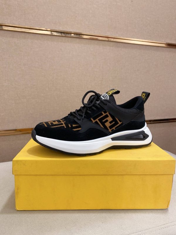 Fendi Brown FF Jacquard Run Sneakers
