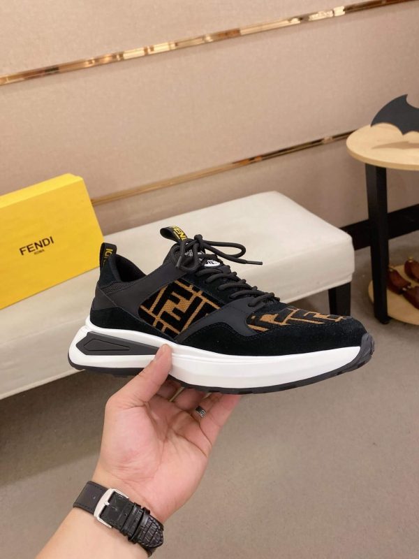 Fendi Brown FF Jacquard Run Sneakers