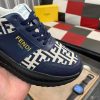 Fendi Roma Sneaker in Beige FF Jacquard and Blue Leather