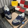 Fendi Roma Sneaker in Beige FF Jacquard and Blue Leather