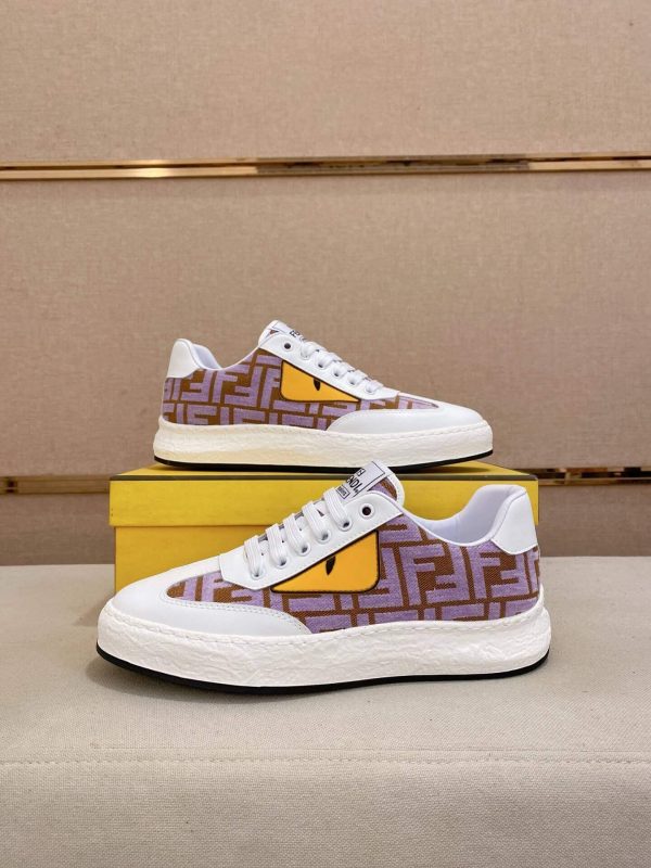 Fendi Purple and Brown FF Jacquard Sneakers