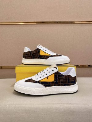 Fendi Brown FF Jacquard Sneakers