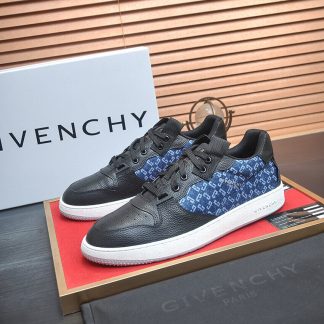 Givency Men's Blue Denim and Black Leather Sneaker