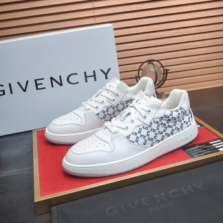Givency Men's White Denim and Leather Sneaker