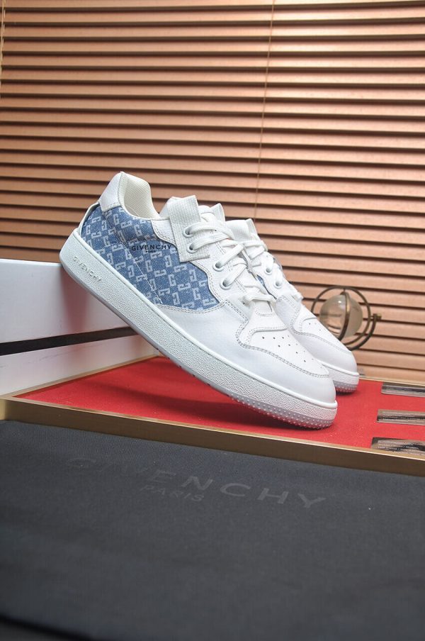 Givency Men's Blue Denim and White Leather Sneaker