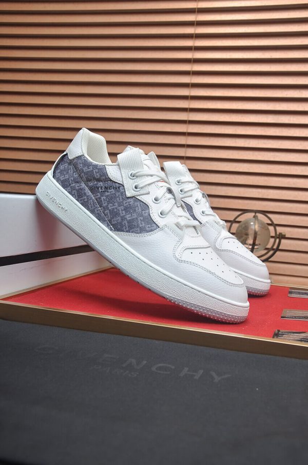 Givency Men's Grey Denim and White Leather Sneaker