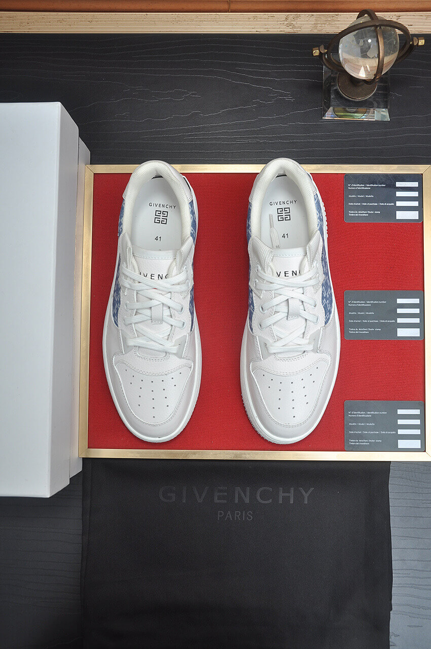 Givency Men's Blue Denim and White Leather Sneaker 2 Givency Men's Blue Denim and White Leather Sneaker - Image 2