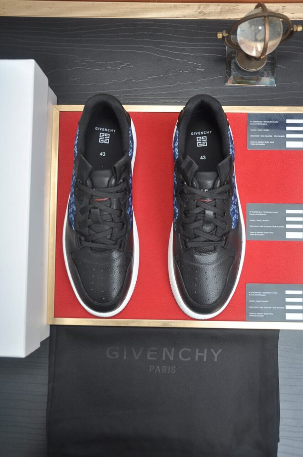 Givency Men's Blue Denim and Black Leather Sneaker