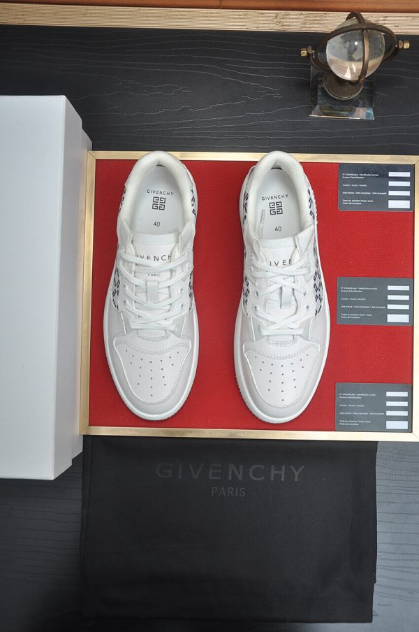 Givency Men's White Denim and Leather Sneaker