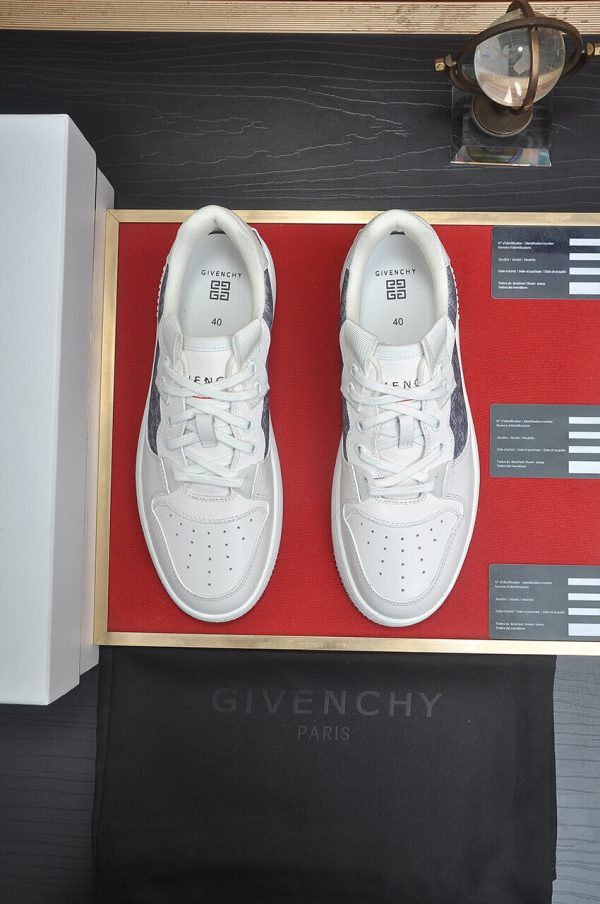 Givency Men's Grey Denim and White Leather Sneaker