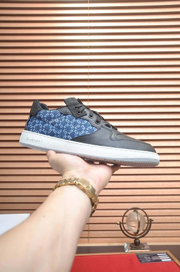 Givency Men's Blue Denim and Black Leather Sneaker