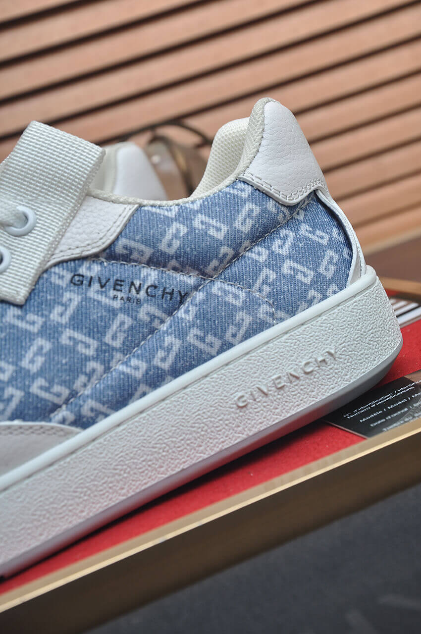 Givency Men's Blue Denim and White Leather Sneaker 5 Givency Men's Blue Denim and White Leather Sneaker - Image 5