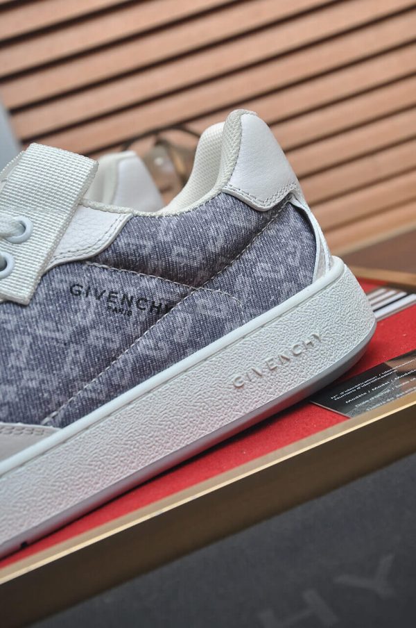 Givency Men's Grey Denim and White Leather Sneaker
