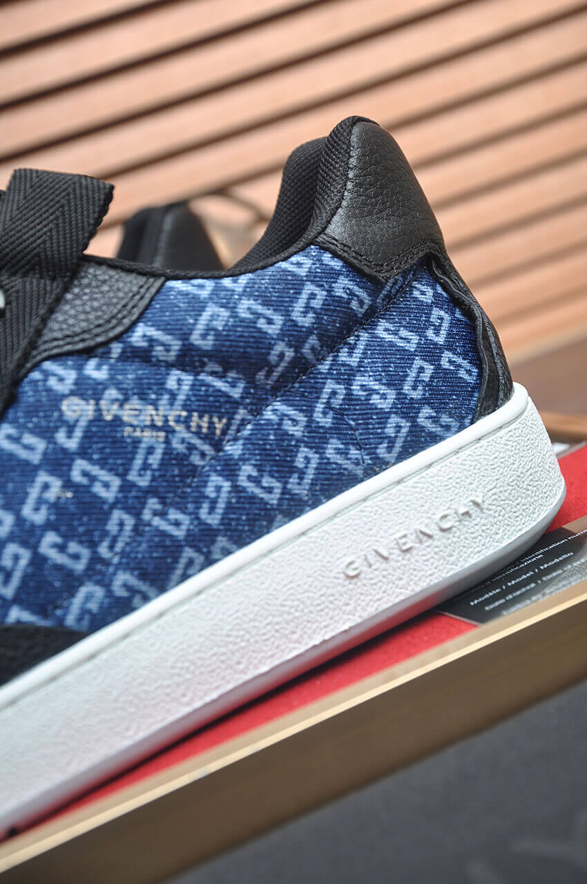 Givency Men's Blue Denim and Black Leather Sneaker 10 Givency Men's Blue Denim and Black Leather Sneaker - Image 10