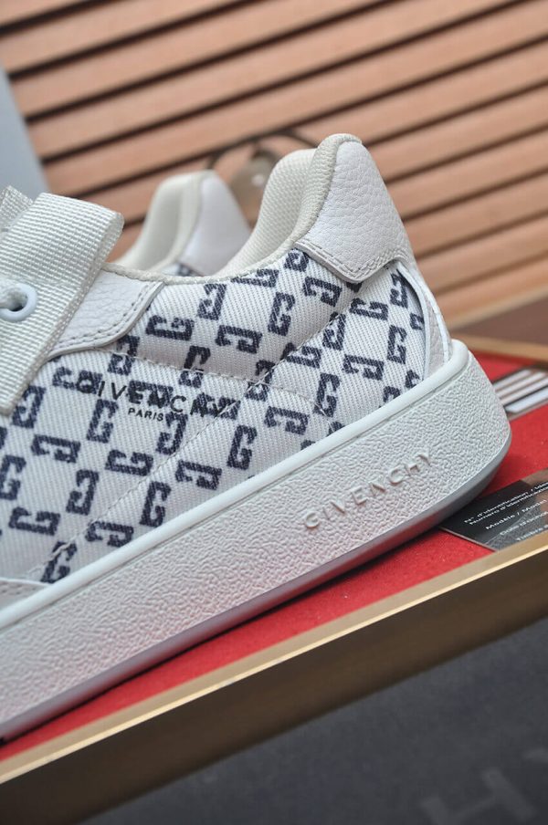 Givency Men's White Denim and Leather Sneaker