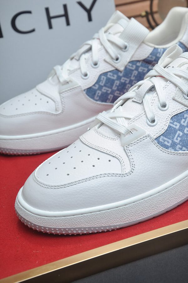 Givency Men's Blue Denim and White Leather Sneaker