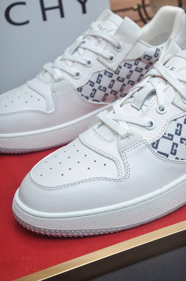 Givency Men's White Denim and Leather Sneaker