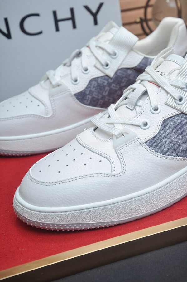 Givency Men's Grey Denim and White Leather Sneaker