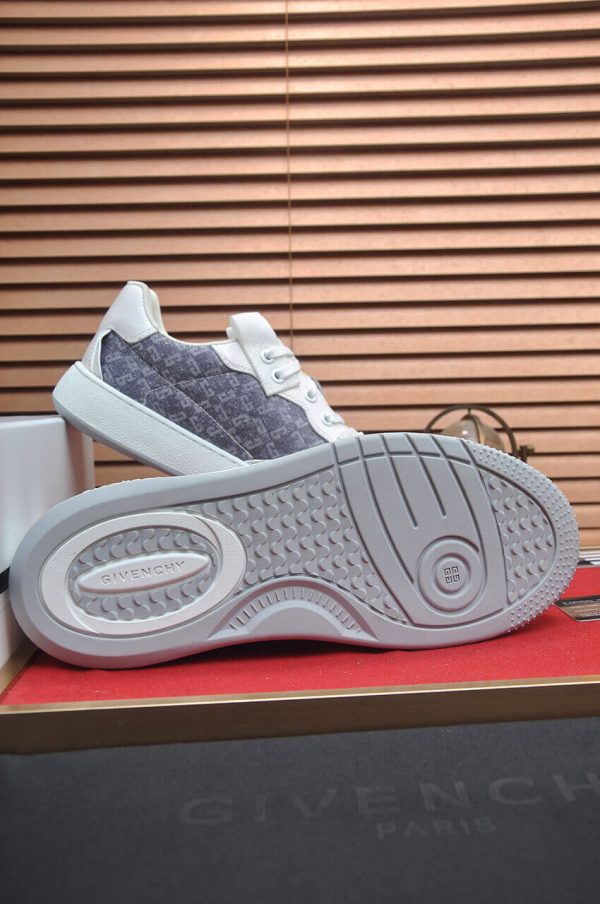 Givency Men's Grey Denim and White Leather Sneaker