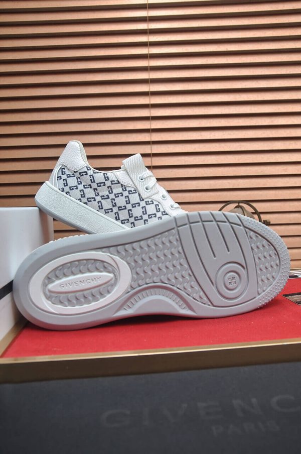 Givency Men's White Denim and Leather Sneaker