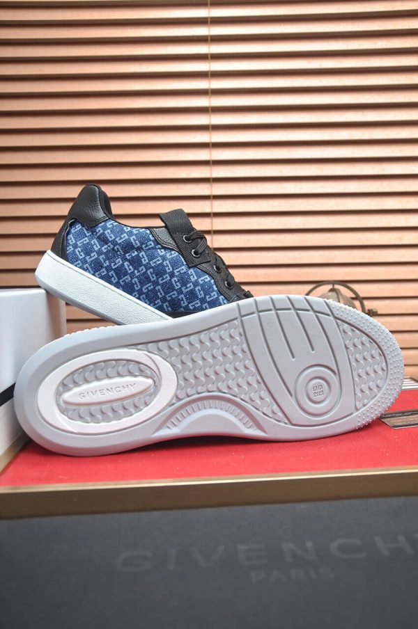 Givency Men's Blue Denim and Black Leather Sneaker