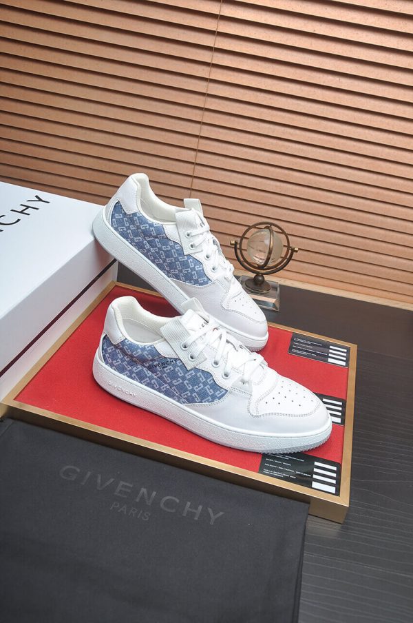 Givency Men's Blue Denim and White Leather Sneaker