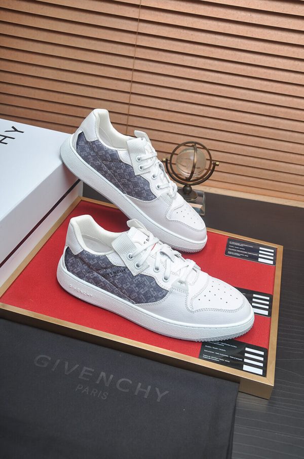 Givency Men's Grey Denim and White Leather Sneaker