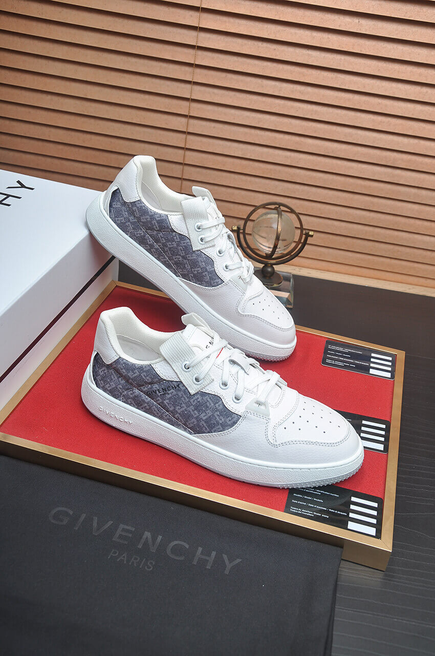 Givency Men's Grey Denim and White Leather Sneaker 8 Givency Men's Grey Denim and White Leather Sneaker - Image 8
