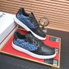 Givency Men's Blue Denim and Black Leather Sneaker