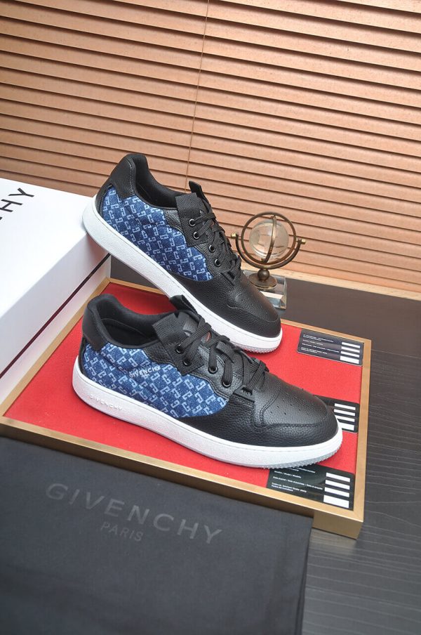 Givency Men's Blue Denim and Black Leather Sneaker