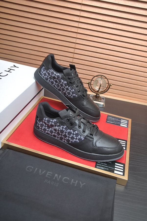 Givency Men's Black Denim and Leather Sneaker
