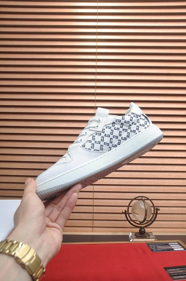 Givency Men's White Denim and Leather Sneaker