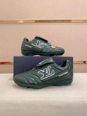 GreenLouisVuittonFootprintFootballTrainer_3 Louis Vuitton LV Green Footprint Soccer Sneaker