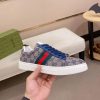 Gucci Ace Sneaker with Web in Beige and Blue GG Supreme