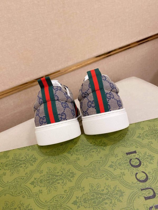 Gucci Ace Sneaker with Web in Beige and Blue GG Supreme