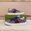 Gucci Ace Sneaker with Web in Beige and Blue GG Supreme