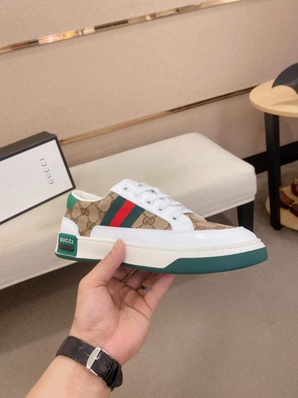Gucci Ace Beige and Ebony GG Supreme Canvas Sneaker with Web