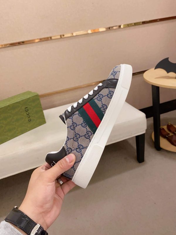 Gucci Ace Beige and Blue Supreme Trainer with Web