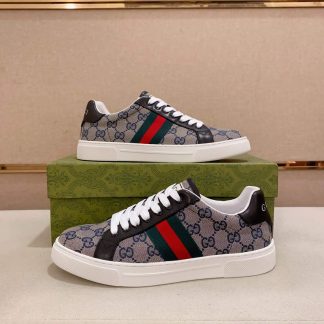 Gucci Ace Beige and Blue Supreme Trainer with Web