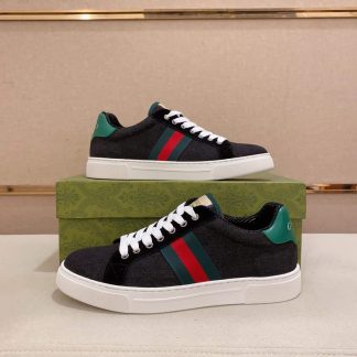 Gucci Ace Black Denim Trainer with Web