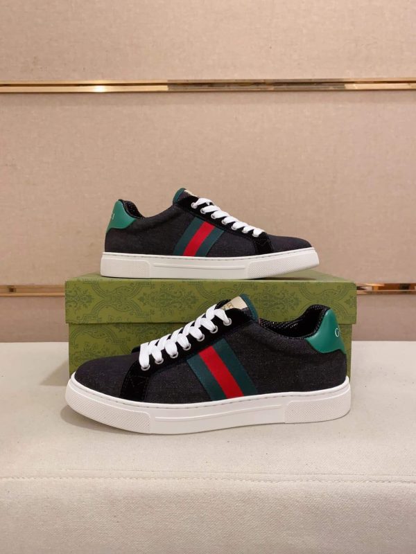 Gucci Ace Black Denim Trainer with Web