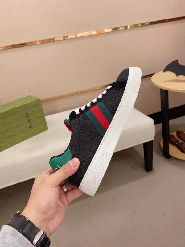 Gucci Ace Black Denim Trainer with Web