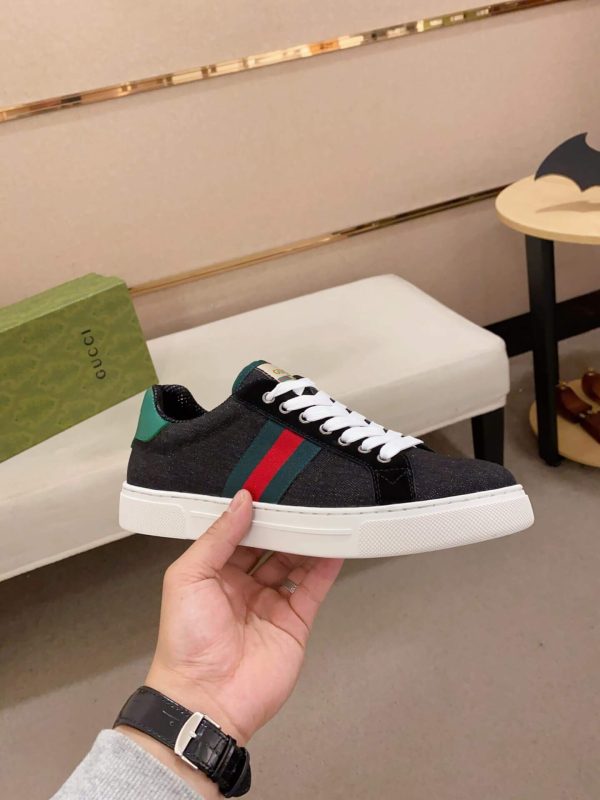 Gucci Ace Black Denim Trainer with Web